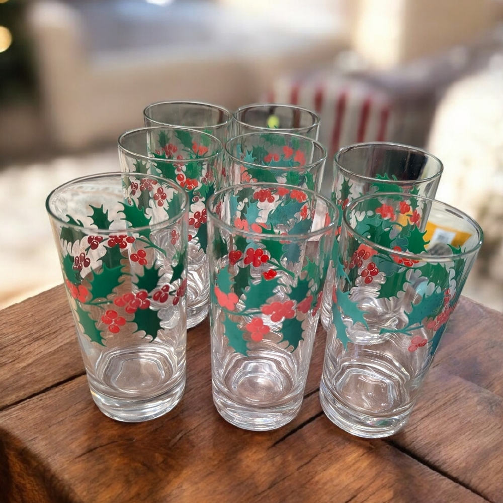 Vintage Holly Libbey 10oz Glasses